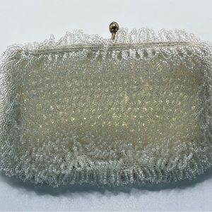 Vintage Flapper White Fancy Beaded Change Purse by Josef - Belgium